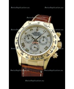 Rolex Daytona Cosmograph Swiss Replica Gold Watch in Roman Hour Markers