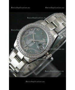 Rolex Oyster Perpetual Date Just Lady Swiss Diamond Watch