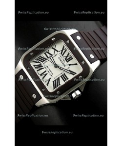Cartier Santos Swiss Replica Automatic Watch in Brown Strap