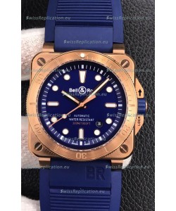 Bell & Ross BR03-92 Diver Rose Gold Blue Dial Swiss Replica Watch 1:1 Mirror Replica