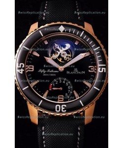 Blancpain Fifty Fathoms Tourbillon 8 Jours 1:1 Mirror Swiss Replica Watch in Rose Gold Casing