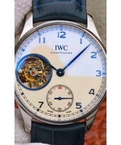 IWC Portuguese Genuine Swiss Tourbillon Movement Watch in White Dial