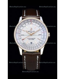Breitling Navitimer 1 Automatic Swiss Replica Watch in White Dial Rose Gold Bezel
