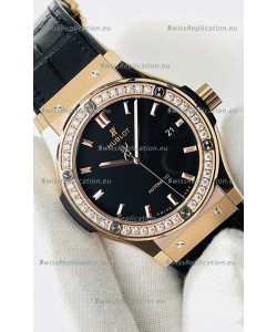 Hublot Classic Fusion Rose Gold Black Dial Swiss Replica Watch 1:1 Mirror Quality 