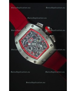 Richard Mille RM011 Filipe Massa Titanium Case Swiss Replica Watch in Red Nylon Strap