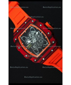 Richard Mille RM35-01 One Piece Red Forged Carbon Case Watch in Orange Strap