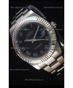 Rolex Datejust II 41MM with Cal.3136 Movement Swiss Replica Watch in Black Dial Roman Numerals