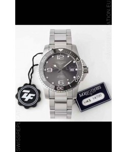 Longines HydroConquest 1:1 Mirror Swiss Replica Watch in Grey Dial Steel Strap