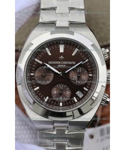 Vacheron Constantin Overseas Chronograph Brown Dial Swiss Replica Watch - Stainless Steel Strap