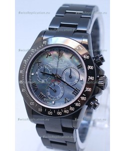 Rolex Daytona Cosmograph Project X Design Black Out Edition Series II Swiss Watch in Blue Pearl Dial 