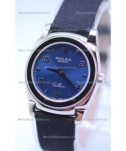 Rolex Cellini Cestello Ladies Swiss Watch in Blue Silver Face