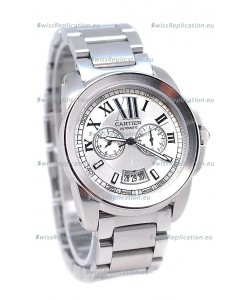 Calibre De Cartier Japanese Automatic Watch in White Dial
