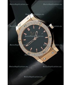 Hublot Fusion Bang Swiss Watch in Rose Gold Case Diamonds Bezel