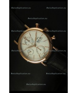 IWC Portofino Chronograph Swiss Watch in Rose Gold Case White Dial
