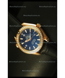Omega Planet Ocean Rose Gold Plated Swiss Watch with Diamonds