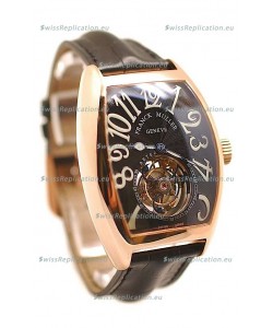 Franck Muller Aeternitas Tourbillon Swiss Replica Gold Watch in Black Dial