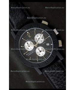 Bvlgari Carbongold Japanese Replica Quartz PVD Watch in Black Dial