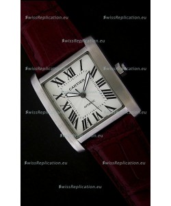Cartier Tank 100 Japanese Replica Watch in Brown Strap
