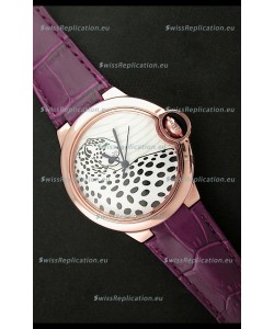 Ballon De Cartier Watch with Purple Leather Strap