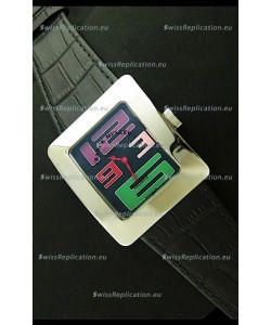 Franck Muller Geneve Infinity Japanese Steel Watch in Multi Color Numeral Markers