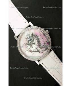 Piaget Mecanique Dragon Replica Watch in White Leather Strap