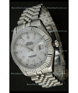 Rolex DateJust Japanese Replica Watch in Mop White Dial
