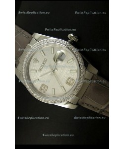 Rolex Replica Datejust Swiss Replica Watch - 37MM - Grey Dial/Strap