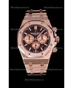 Audemars Piguet Royal Oak Chronograph Watch in Pink Gold Case Brown Dial