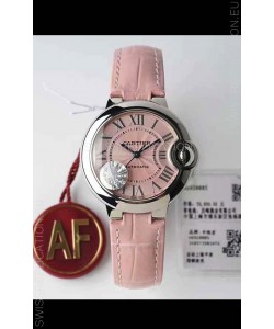 Ballon De Cartier Swiss Automatic 1:1 Mirror Quality 33MM in Pink Dial/Strap 