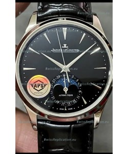 Jaeger LeCoultre Master Ultra Thin Moon Black Dial 904L Steel 1:1 Mirror Replica Watch