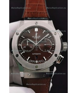 Hublot Classic Fusion Chronograph Stainless Steel Casing Brown Dial 1:1 Mirror Replica Watch 