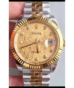 Rolex Datejust 41MM Cal.3135 Movement Swiss Replica Watch in 904L Steel Two Tone Casing Computer Dial
