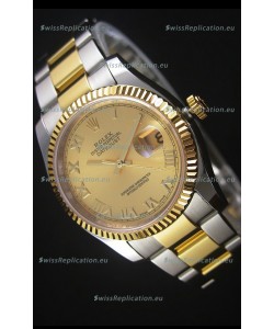 Rolex Datejust Replica Watch Gold Roman Dial in 36MM with 3135 Swiss Movement 