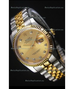 Rolex Datejust Replica Watch Gold with Diamonds Dial in 36MM with 3135 Swiss Movement 