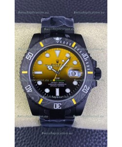 Rolex Submariner DiW Special Edition Watch in DLC Coating Carbon Bezel Yellow Dial 