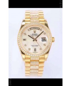 Rolex Day Date Presidential 18K Yellow Gold Watch 36MM - White Pearl Dial 1:1 Mirror Quality Watch