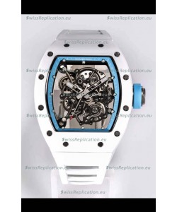 Richard Mille RM055 White Ceramic Casing 1:1 Mirror Replica Watch in White Strap