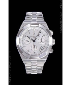 Vacheron Constantin Overseas Chronograph White Dial Swiss Replica Watch - Stainless Steel Strap