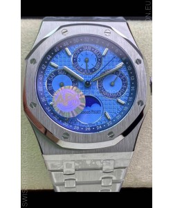 Audemars Piguet Royal Oak Perpetual Calendar Swiss Replica Steel Casing Watch in Steel Blue Dial 